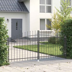Double Gate with Lock Grey 299.5 x 199.5 cm Steel