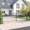 Double Gate with Lock Grey 400 x 149.5 cm Steel
