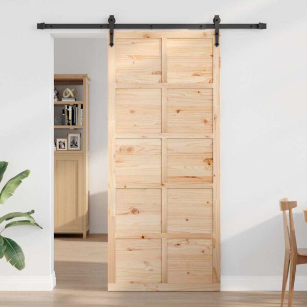 Barn Door Brown 90 x 2.5 x 208 cm Solid Pine Wood