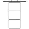 Sliding Door with Hardware Set Black 90x205 cm ESG Glass
