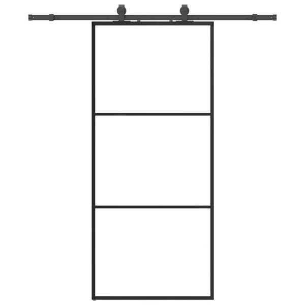 Sliding Door with Hardware Set Black 90x205 cm ESG Glass