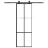 Sliding Door with Hardware Set Black 76x205 cm ESG Glass