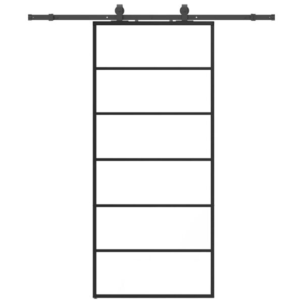Sliding Door with Hardware Set Black 90x205 cm ESG Glass