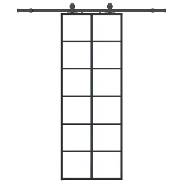 Sliding Door with Hardware Set Black 76x205 cm ESG Glass