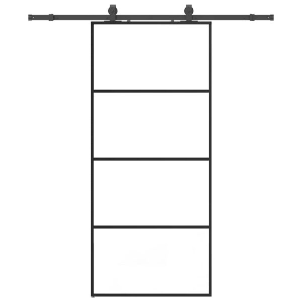 Sliding Door with Hardware Set Black 90x205 cm ESG Glass