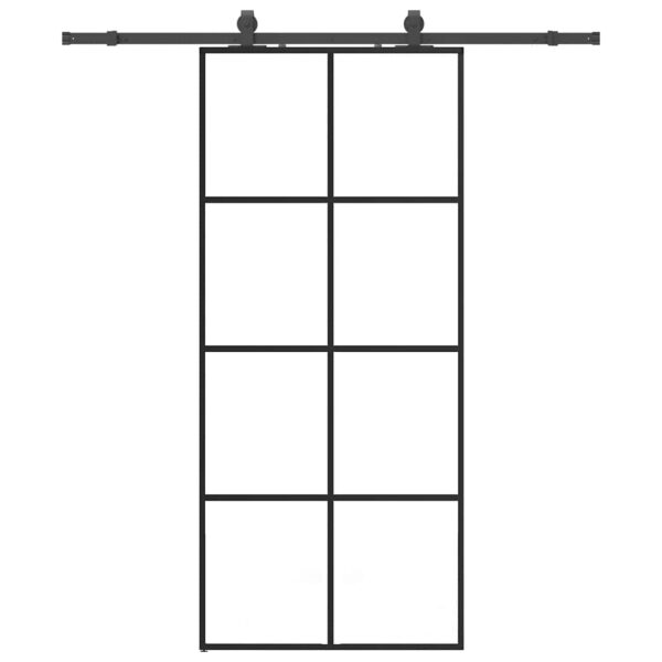 Sliding Door with Hardware Set Black 90x205 cm ESG Glass