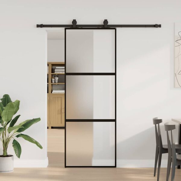 8721288584588_m_en_hd_1.jpg Sliding Door with Hardware Set Black 76x205 cm Tempered Glass