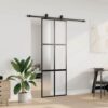 8721288584649_g_en_hd_1.jpg Sliding Door with Hardware Set Black 76x205 cm Tempered Glass
