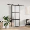 8721288584656_g_en_hd_1.jpg Sliding Door with Hardware Set Black 90x205 cm Tempered Glass
