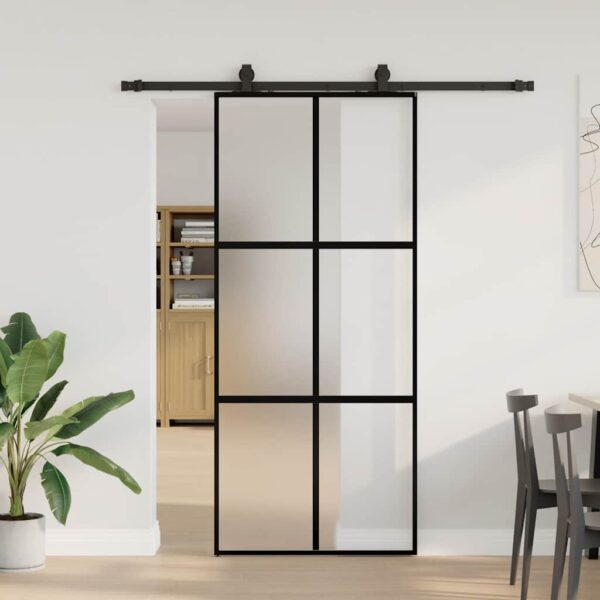 8721288584656_m_en_hd_1.jpg Sliding Door with Hardware Set Black 90x205 cm Tempered Glass