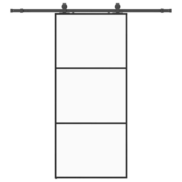 Sliding Door with Hardware Set Black 90x205 cm ESG Glass