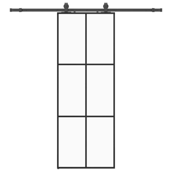 Sliding Door with Hardware Set Black 76x205 cm ESG Glass
