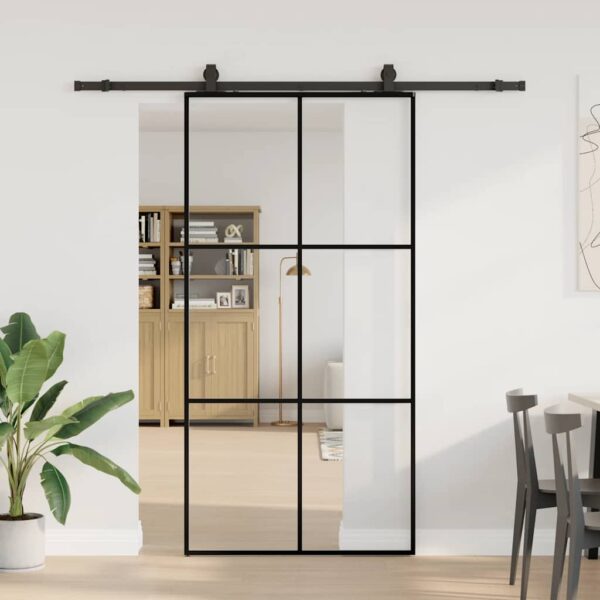 Sliding Door with Hardware Set Black 102x205 cm ESG Glass