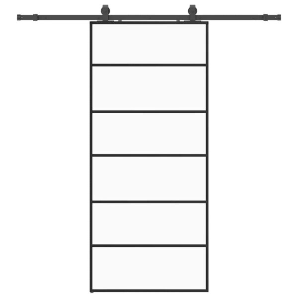 Sliding Door with Hardware Set Black 90x205 cm ESG Glass