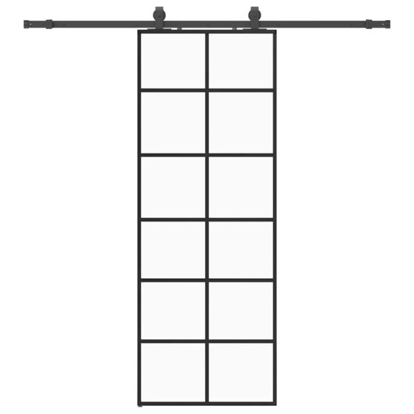 Sliding Door with Hardware Set Black 76x205 cm ESG Glass