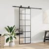 Sliding Door with Hardware Set Black 76x205 cm ESG Glass