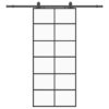 Sliding Door with Hardware Set Black 90x205 cm ESG Glass