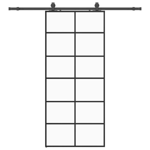 Sliding Door with Hardware Set Black 90x205 cm ESG Glass