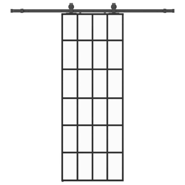Sliding Door with Hardware Set Black 76x205 cm ESG Glass