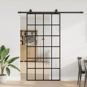 Sliding Door with Hardware Set Black 102x205 cm ESG Glass