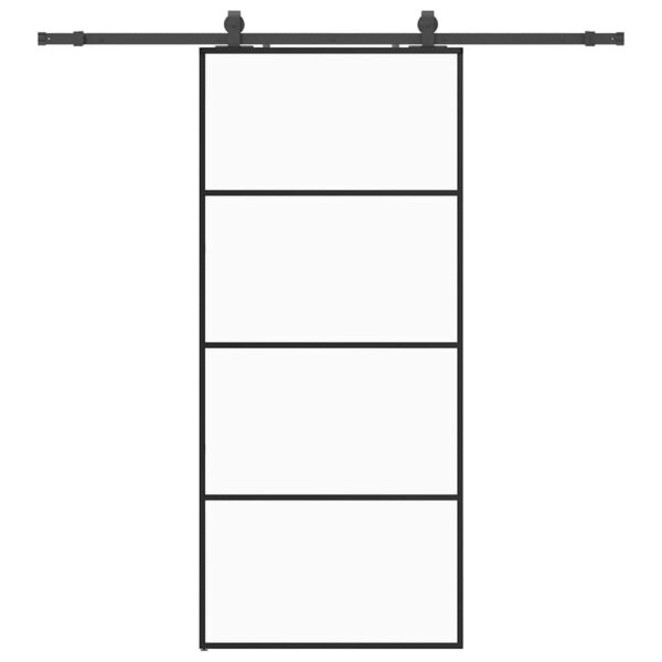 Sliding Door with Hardware Set Black 90x205 cm ESG Glass