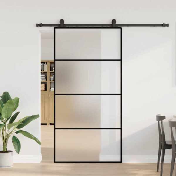 Sliding Door with Hardware Set Black 102.5x205 cm ESG Glass