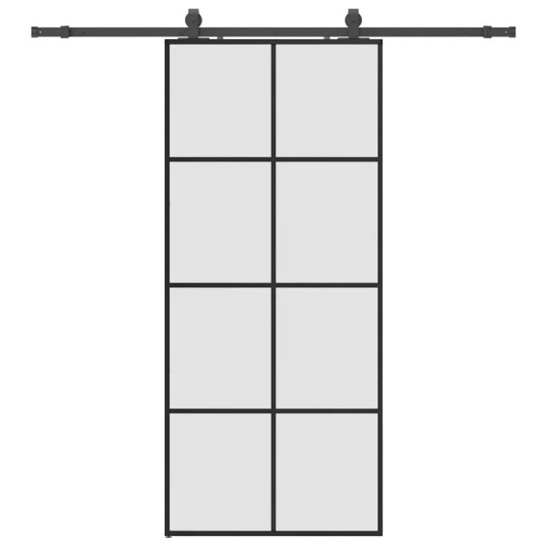 Sliding Door with Hardware Set Black 90x205 cm ESG Glass