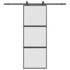 Sliding Door with Hardware Set Black 76x205 cm Tempered Glass
