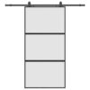 Sliding Door with Hardware Set Black 102.5x205 cm Tempered Glass