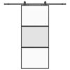Sliding Door with Hardware Set Black 90x205 cm Tempered Glass
