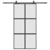 Sliding Door with Hardware Set Black 102.5x205 cm Tempered Glass
