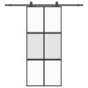 Sliding Door with Hardware Set Black 90x205 cm Tempered Glass