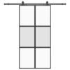 Sliding Door with Hardware Set Black 102.5x205 cm Tempered Glass
