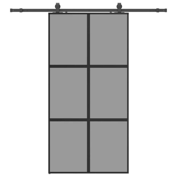 Sliding Door with Hardware Set Black 102.5x205 cm Tempered Glass