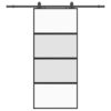 Sliding Door with Hardware Set Black 90x205 cm Tempered Glass