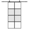 Sliding Door with Hardware Set Black 102.5x205 cm Tempered Glass