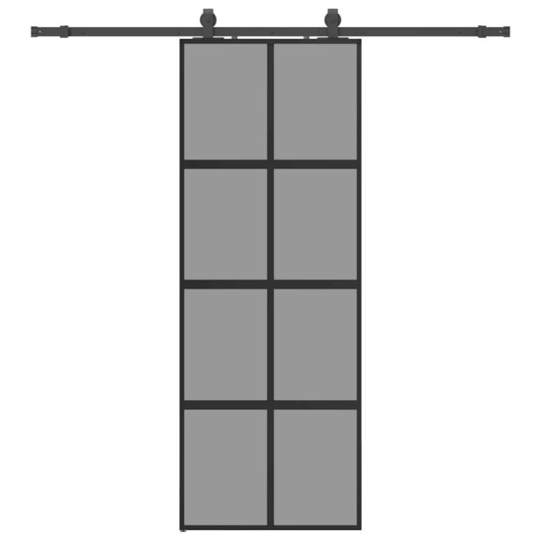 Sliding Door with Hardware Set Black 76x205 cm Tempered Glass