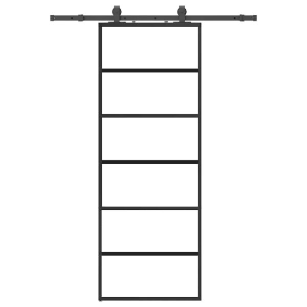 Sliding Door with Hardware Set Black 76x205 cm ESG Glass
