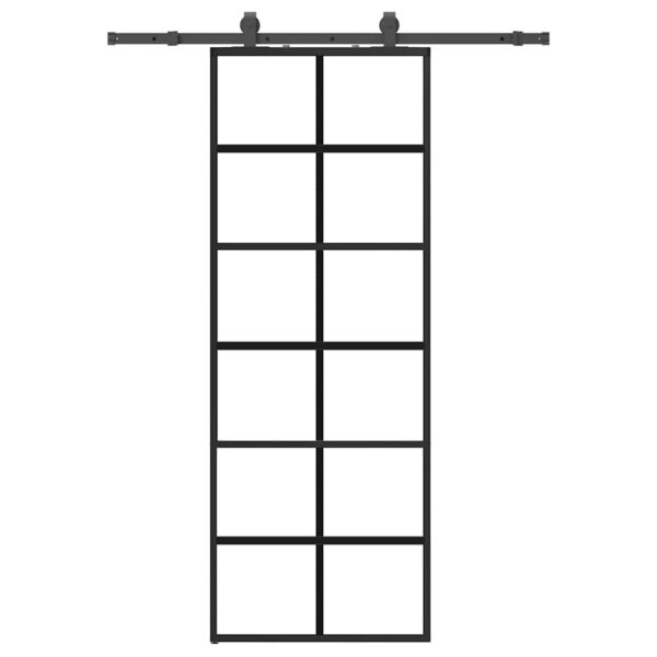 Sliding Door with Hardware Set Black 76x205 cm ESG Glass