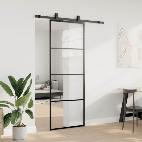 Sliding Door with Hardware Set Black 76x205 cm ESG Glass