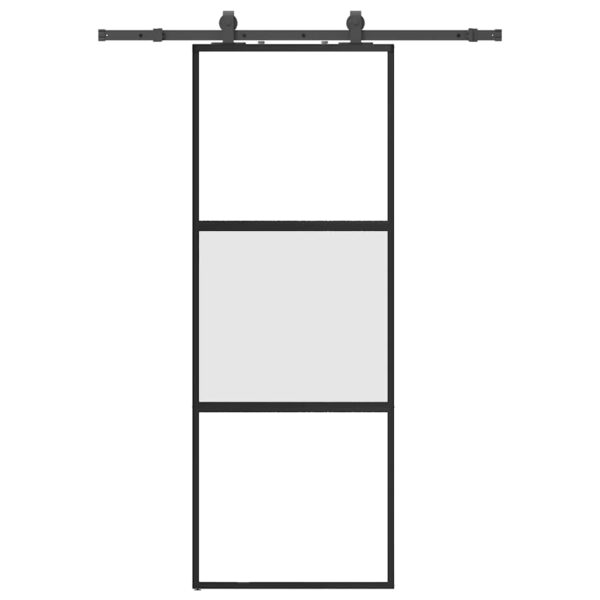 Sliding Door with Hardware Set Black 76x205 cm Tempered Glass