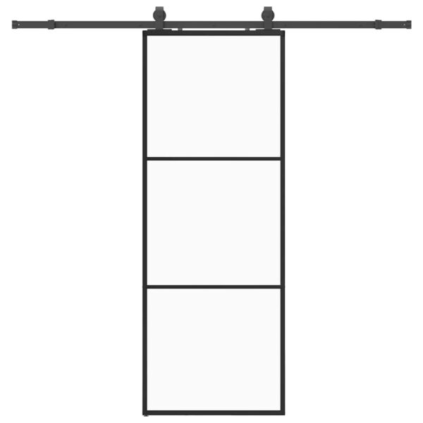 Sliding Door with Hardware Set Black 76x205 cm ESG Glass