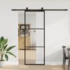 Sliding Door with Hardware Set Black 76x205 cm ESG Glass