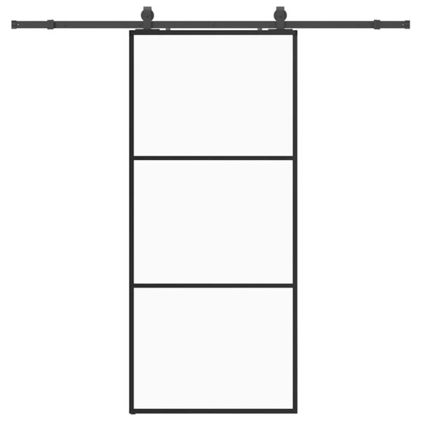 Sliding Door with Hardware Set Black 90x205 cm ESG Glass