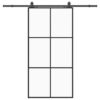 Sliding Door with Hardware Set Black 102x205 cm ESG Glass
