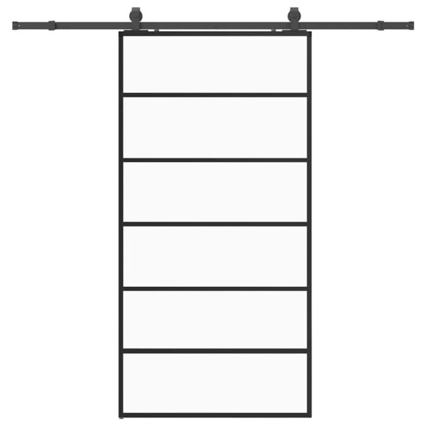 Sliding Door with Hardware Set Black 102x205 cm ESG Glass
