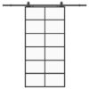 Sliding Door with Hardware Set Black 90x205 cm ESG Glass