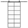 Sliding Door with Hardware Set Black 102x205 cm ESG Glass
