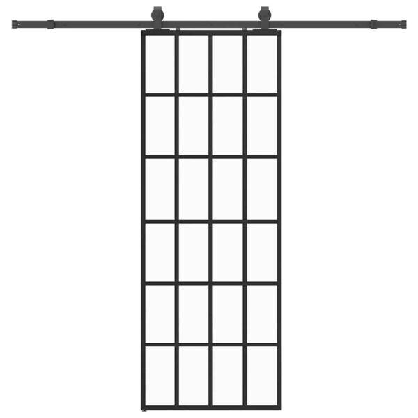 Sliding Door with Hardware Set Black 76x205 cm ESG Glass