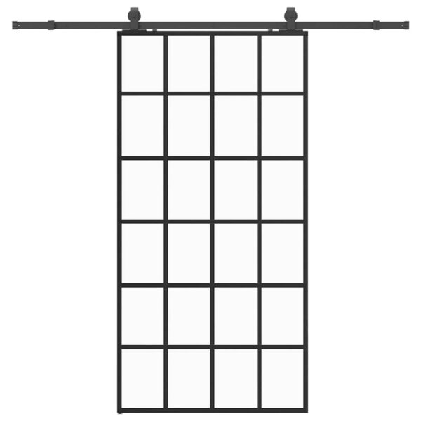 Sliding Door with Hardware Set Black 102x205 cm ESG Glass